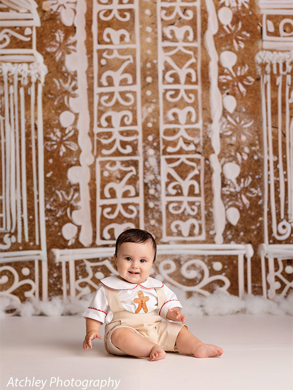 Gingerbread Windows Photography Backdrop