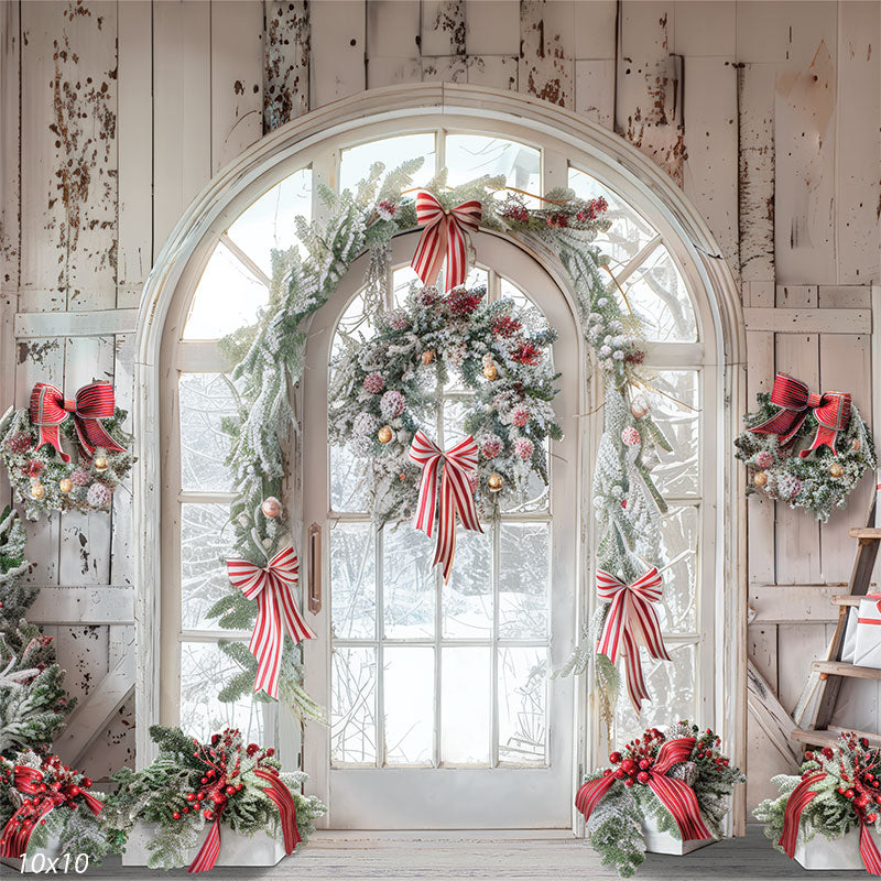 Christmas Peppermint Door Photography Backdrop