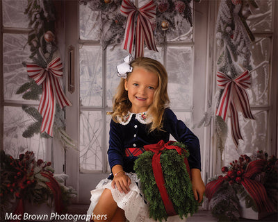 Christmas Peppermint Door Photography Backdrop