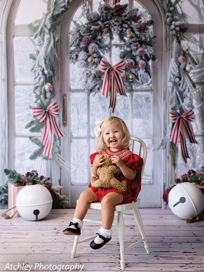 Christmas Peppermint Door Photography Backdrop