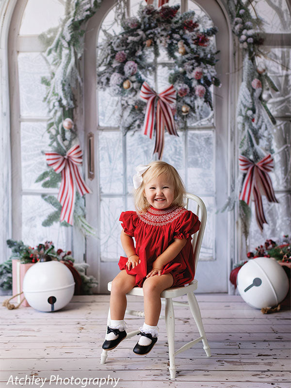 Christmas Peppermint Door Photography Backdrop