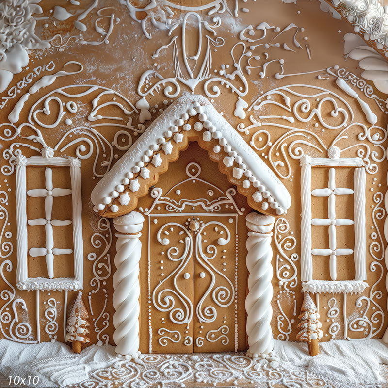 Elegant Gingerbread House Door Backdrop