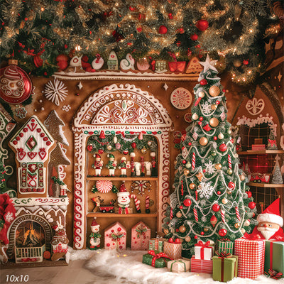 Gingerbread House Christmas Backdrop