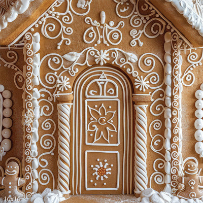 Festive Gingerbread House Door Christmas Backdrop