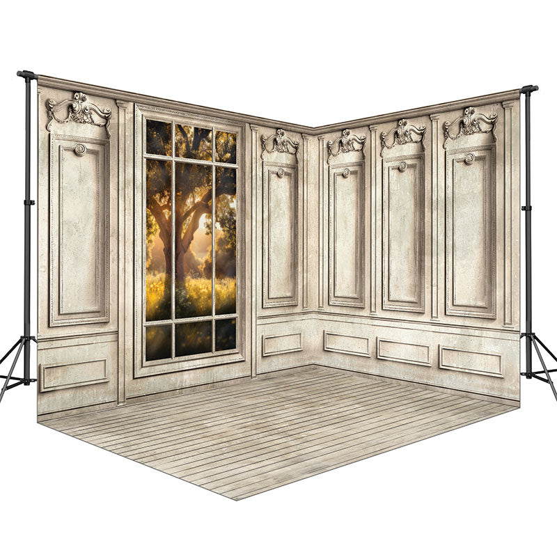 Window Corner Panel Ivory Panels Window and Ivory Worn Panels Corner Set - Denny Mfg