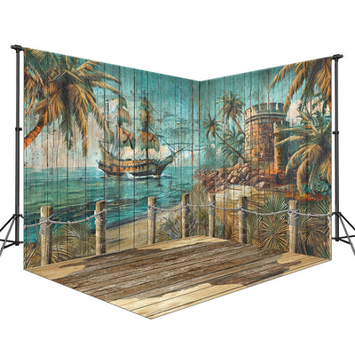 Pirate Ship Vintage and Pirate Fort Corner Set