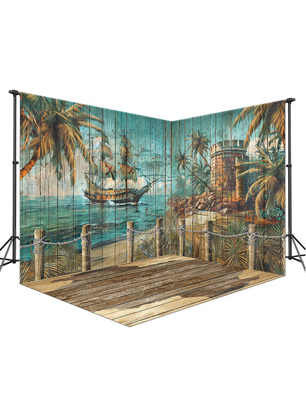 Pirate Ship Vintage and Pirate Fort Corner Set