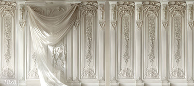 White Draped Panels and White Baroque Panels Corner Set