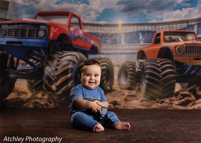 Kids Cake Smash Monster Truck Photography Backdrop