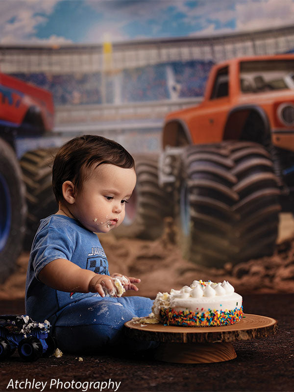 Kids Cake Smash Monster Truck Photography Backdrop