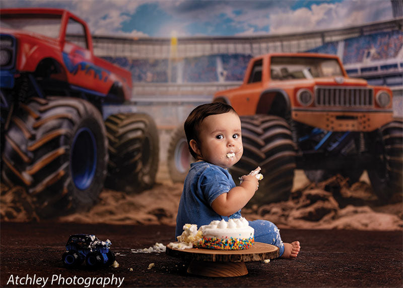 Kids Cake Smash Monster Truck Photography Backdrop