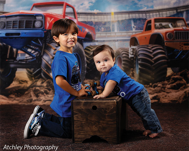 Kids Cake Smash Monster Truck Photography Backdrop