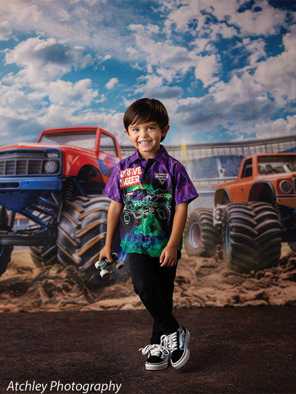 Kids Cake Smash Monster Truck Photography Backdrop