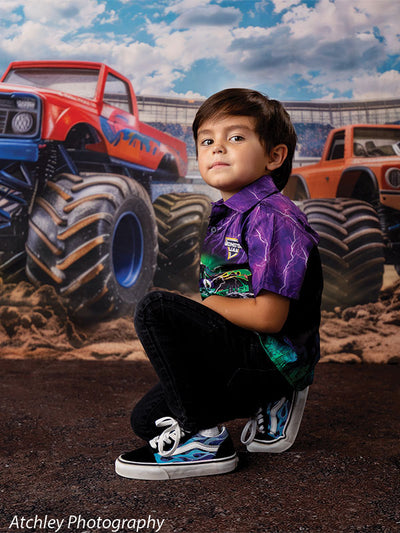 Kids Cake Smash Monster Truck Photography Backdrop