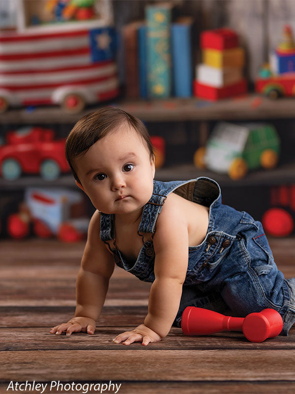 Kids Cake Smash Rustic Wooden Toy Photography Backdrop