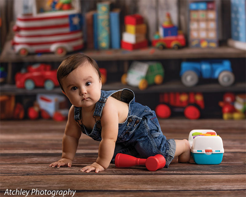 Kids Cake Smash Rustic Wooden Toy Photography Backdrop