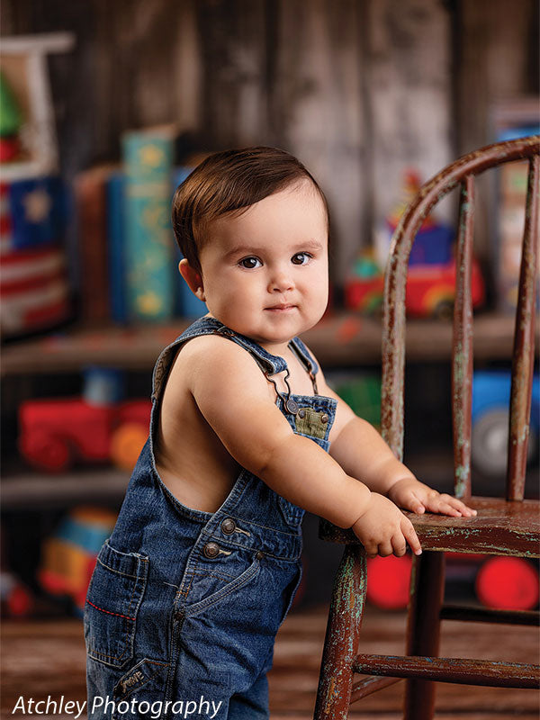 Kids Cake Smash Rustic Wooden Toy Photography Backdrop