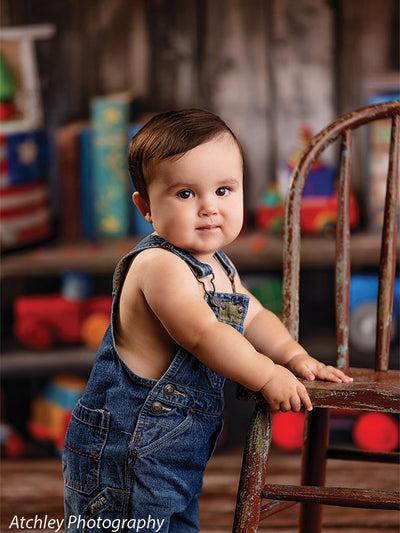 Kids Cake Smash Rustic Wooden Toy Photography Backdrop