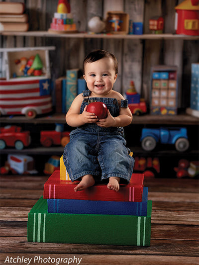 Kids Cake Smash Rustic Wooden Toy Photography Backdrop