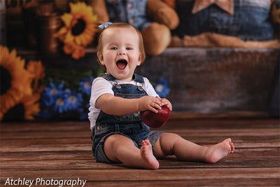 Kids Cake Smash Sunflower Teddy Bear Photography Backdrop