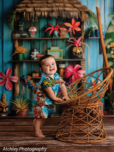 Colorful Tiki Toy Room Cake Smash Photography Backdrop