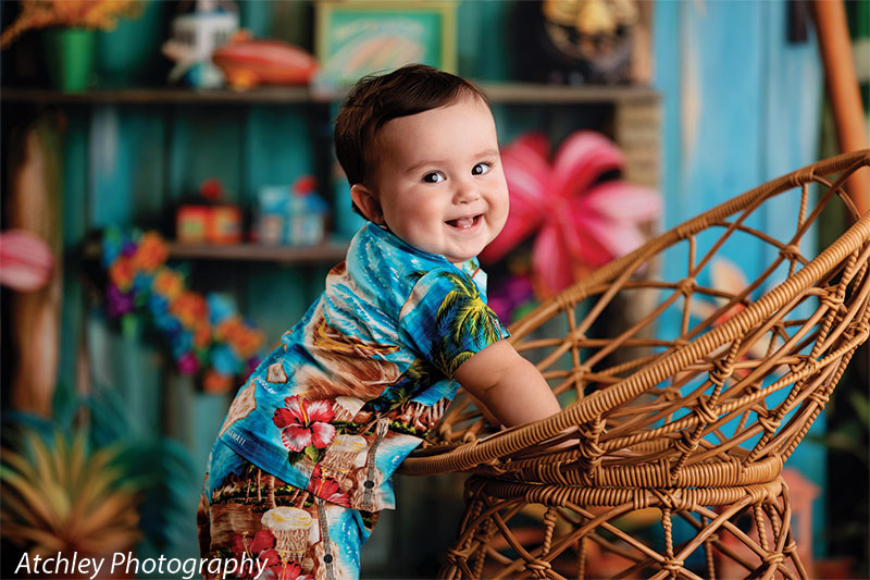 Colorful Tiki Toy Room Cake Smash Photography Backdrop