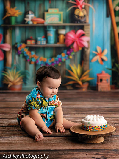 Colorful Tiki Toy Room Cake Smash Photography Backdrop