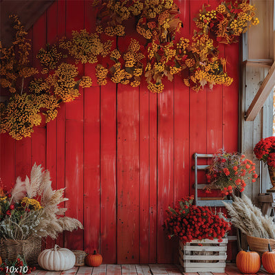 Rustic Red Barn Fall Photography Backdrop