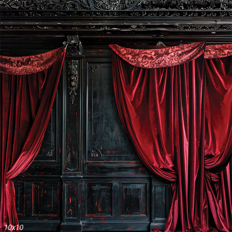 Velvet and Wood Gothic Photography Backdrop