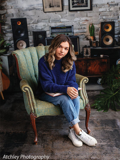 Vintage Brick Music Studio Photography Backdrop
