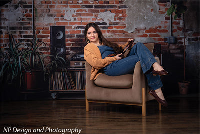 Vintage Exposed Brick Music Studio Backdrop