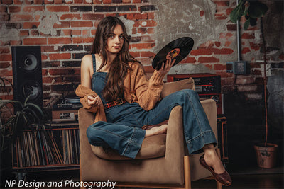 Vintage Exposed Brick Music Studio Backdrop