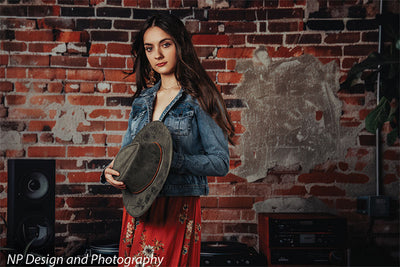 Vintage Exposed Brick Music Studio Backdrop