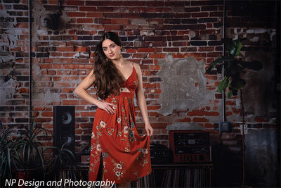 Vintage Exposed Brick Music Studio Backdrop