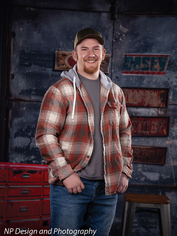 Industrial Garage Red Toolbox Photography Backdrop