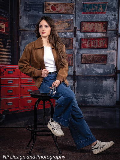 Industrial Garage Red Toolbox Photography Backdrop