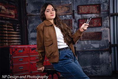 Industrial Garage Red Toolbox Photography Backdrop