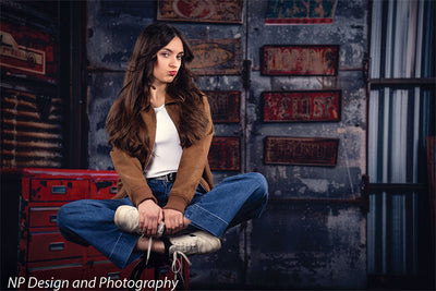 Industrial Garage Red Toolbox Photography Backdrop