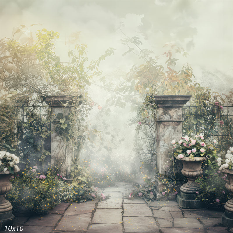 Vintage Abandoned Garden Photography Backdrop