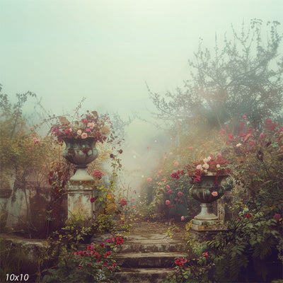 Misty Rose Terrace Vintage Garden Photography Backdrop