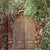 Ornate Wooden Door with Red Roses Backdrop