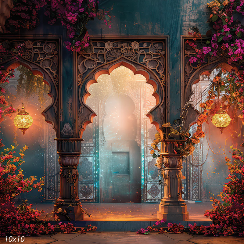 Arabian Night Aladdin Golden Archway Backdrop for Prom Photography