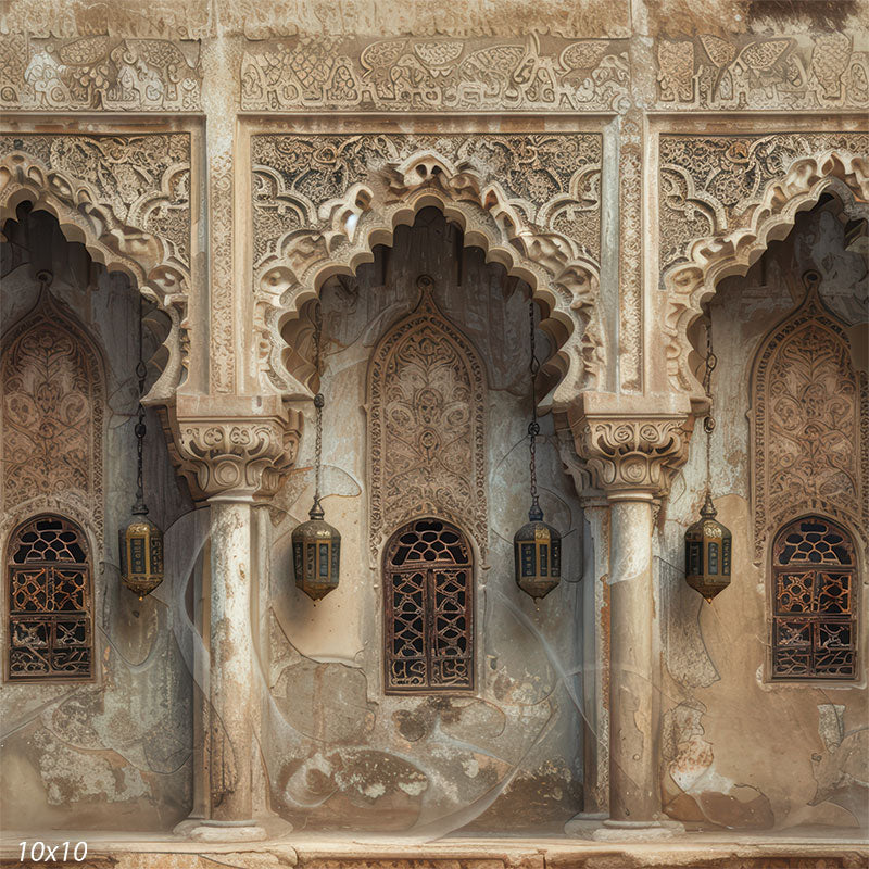 Ornate Arabian Nights Window and Lantern Backdrop