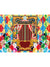 Carnival Extravaganza Cake Smash Party Backdrop - Vibrant carnival backdrop with a circus tent, clowns, multicolored balloons, and cheerful streamers, perfect for cake smash and festive photoshoots.