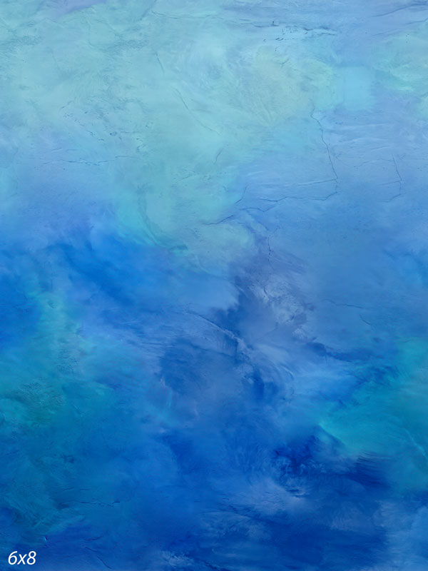 Printed photography backdrop showing bright sky blue, a soft mottled painterly texture with gentle tonal movement.