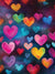 Chalk Hearts Photography Backdrop - "Chalk Hearts" photography backdrop featuring colorful hearts with a chalk-like texture on a deep, dreamy background.