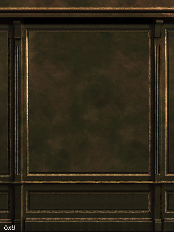 Classic Paneled Wall Photography Backdrop - Classic paneled wall photography backdrop with dark wood panels and intricate moldings.