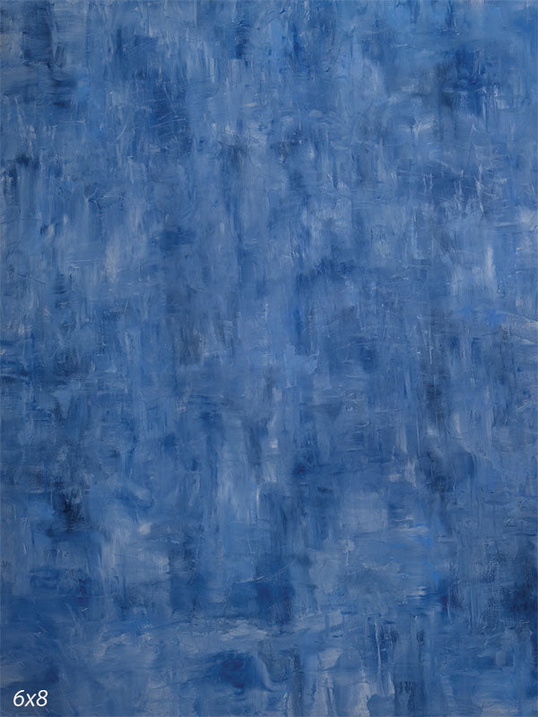 Vivid royal blue hand-painted photography backdrop with soft vertical brushwork and luminous cerulean and indigo tones for studio portraits.