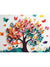 Colorful Butterfly Tree Cake Smash Backdrop - Vibrant backdrop featuring a multicolored tree with fluttering butterflies on a white background, perfect for cake smash and children's photoshoots.