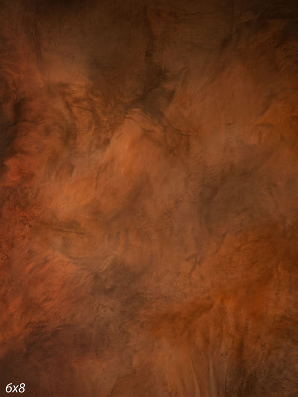 Printed photography backdrop showing rich rust and copper sienna, a soft mottled painterly texture with gentle tonal movement.